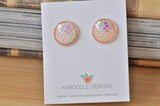 Resin Fish Scale Mermaid Rose Gold Stud Earrings - FS01