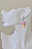 Clay Ice Cream Popsicle Sprinkles Novelty Fun Drop Dangle Earrings - Mint