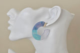 Acrylic Perspex Circle Round Hoop Earrings - Blue