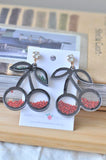 Bead Filled Cherry Dangle Drop Earrings
