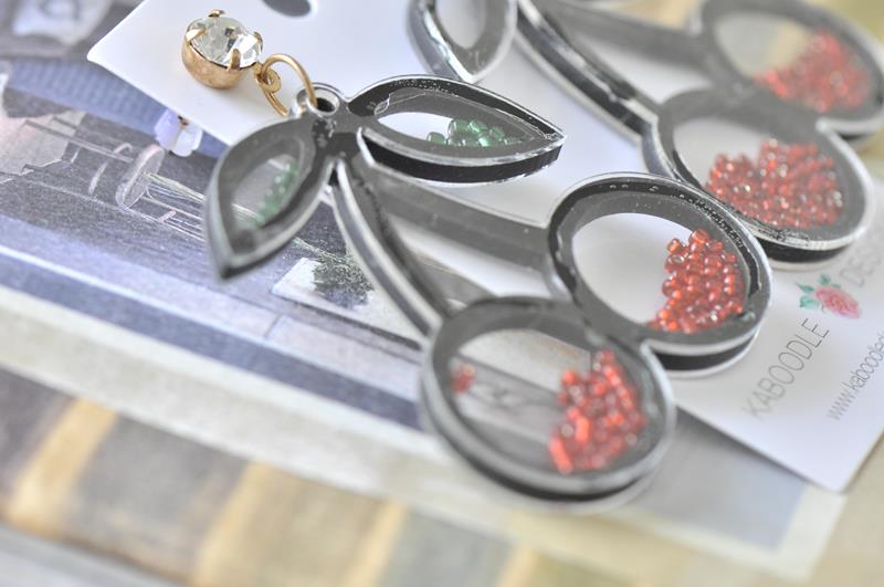 Bead Filled Cherry Dangle Drop Earrings