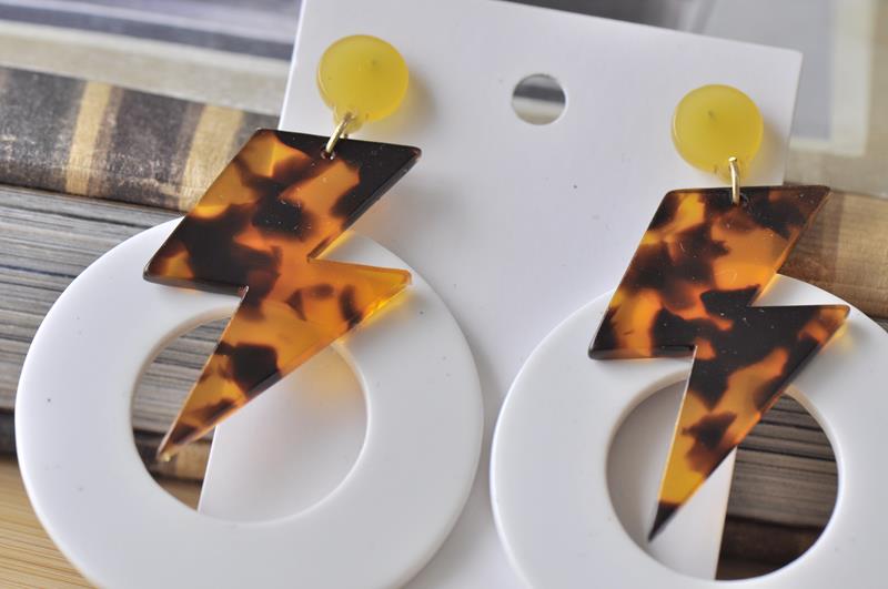 Leopard Print Lightning Dangle Drop Earrings