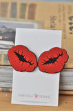 Acrylic Novelty Red Lips Kiss Stud Earrings