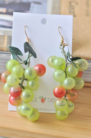 Cluster Green Grapes Wine Winery Vineyard Drop Earrings