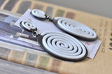 Acrylic Perspex Black and White Round Swirl Drop Dangle Earrings