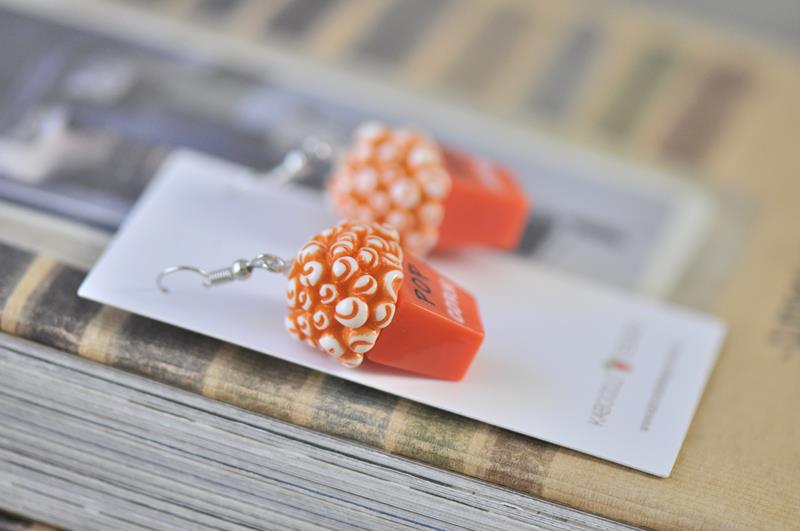 Novelty Movie Cinema Popcorn Drop Dangle Earrings
