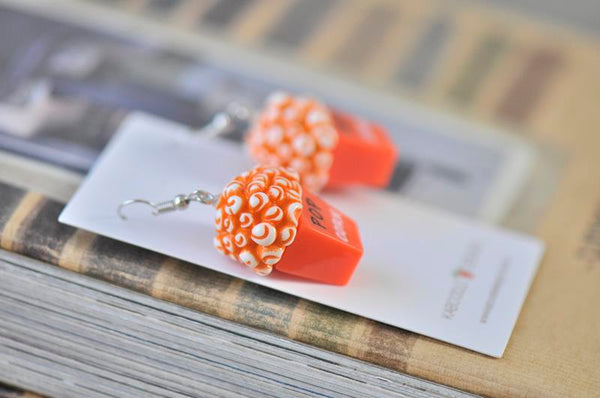 Novelty Movie Cinema Popcorn Drop Dangle Earrings