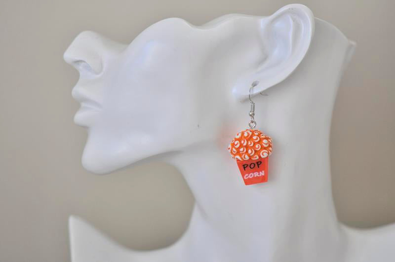 Novelty Movie Cinema Popcorn Drop Dangle Earrings
