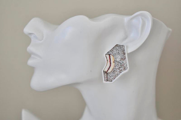 Novelty Australian Dessert Snack Lamington Stud Earrings