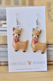 Llama Alpaca Resin Novelty Fun Drop Dangle Earrings - Brown