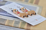 Llama Alpaca Resin Novelty Fun Drop Dangle Earrings - Brown