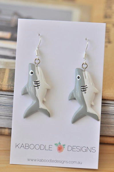 Shark Baby Shark Novelty Fun Dangle Earrings