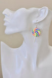 Colourful Clay Swirl Lollipop Candy Novelty Fun Drop Dangle Earrings