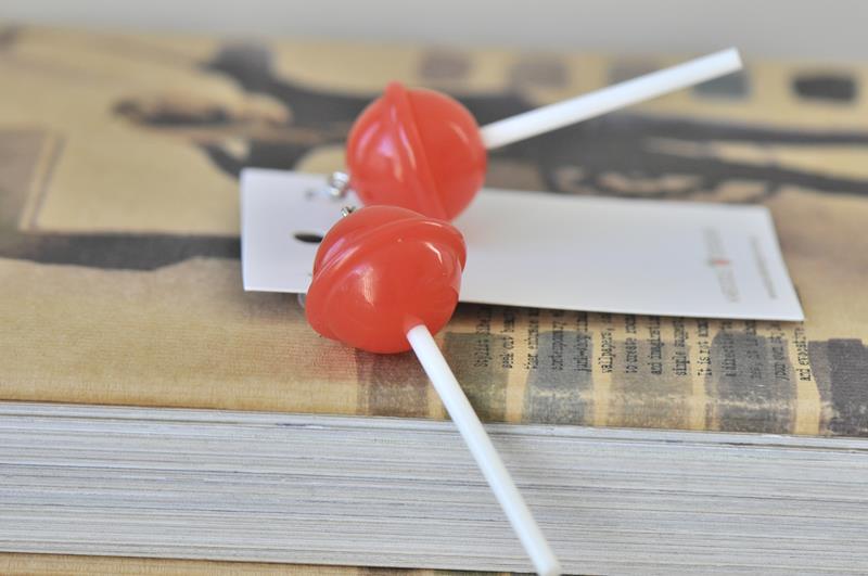 Lollipop Candy Novelty Fun Drop Dangle Earrings - Red