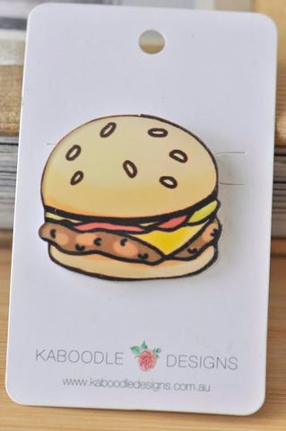 Acrylic Laser Cut Fast Food Hamburger Pin Brooch