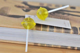 Lollipop Candy Novelty Fun Drop Dangle Earrings - Yellow Glitter
