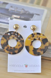 Acrylic Perspex Leopard Print Circle Dangle Drop Earrings