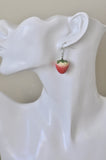 Novelty Fun Resin Strawberry Drop Dangle Earrings