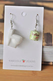 Toilet and Toilet Paper Novelty Fun Drop Dangle Earrings