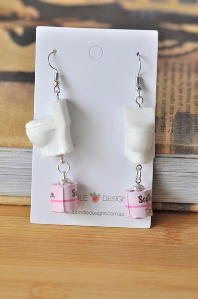 Acrylic Resin Toilet Paper and Toilet Dangle Earrings