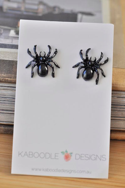 Black Spider Novelty Fun Stud Earrings