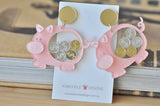 Acrylic Pig Piggy Bank Savings Money Drop Dangle Earrings