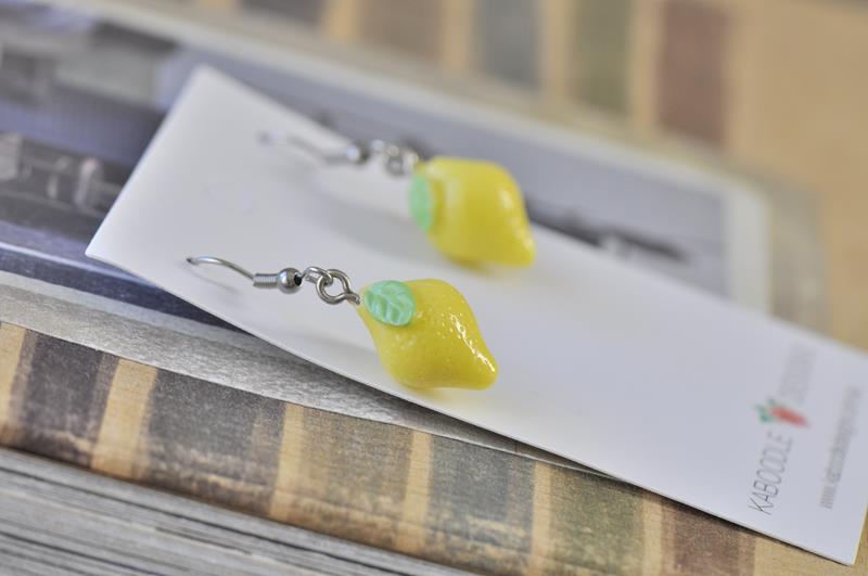 Miniature Food Resin Lemon Drop Dangle Earrings