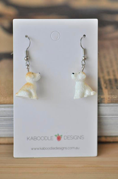 Resin Novelty Dog Dangle Drop Earrings