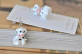 Resin Novelty Spotty Dog Dalmatian Dangle Drop Earrings