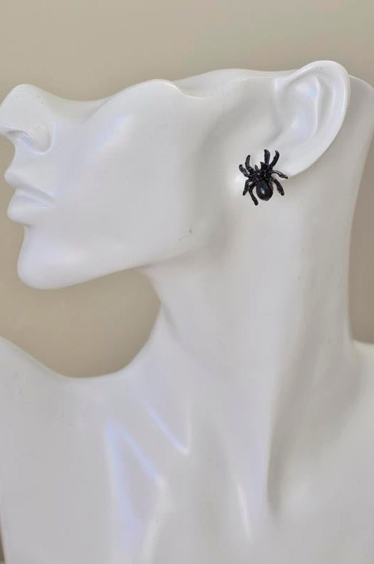 Black Spider Halloween Novelty Fun Stud Earrings