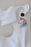 Acrylic Rainbow Unicorn Drop Dangle Earrings