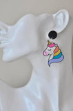 Acrylic Rainbow Unicorn Drop Dangle Earrings
