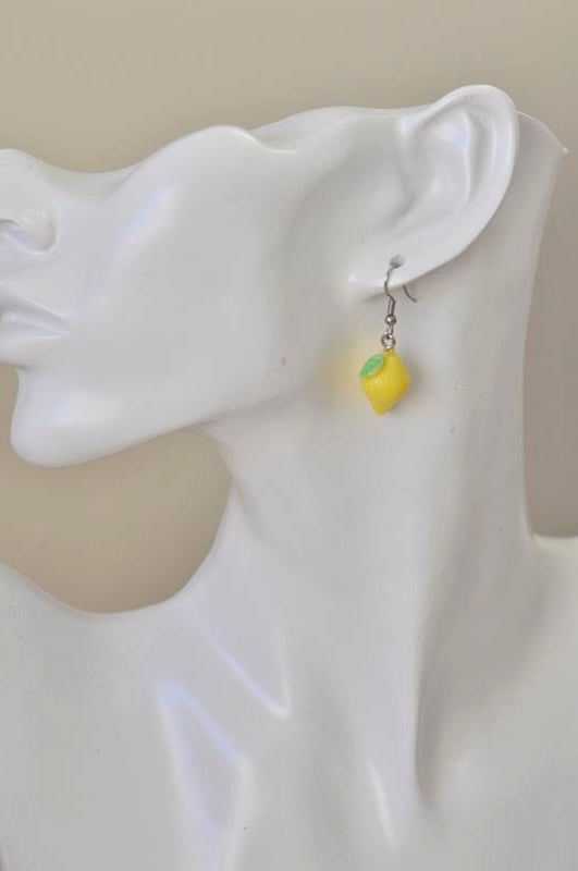 Miniature Food Resin Lemon Drop Dangle Earrings