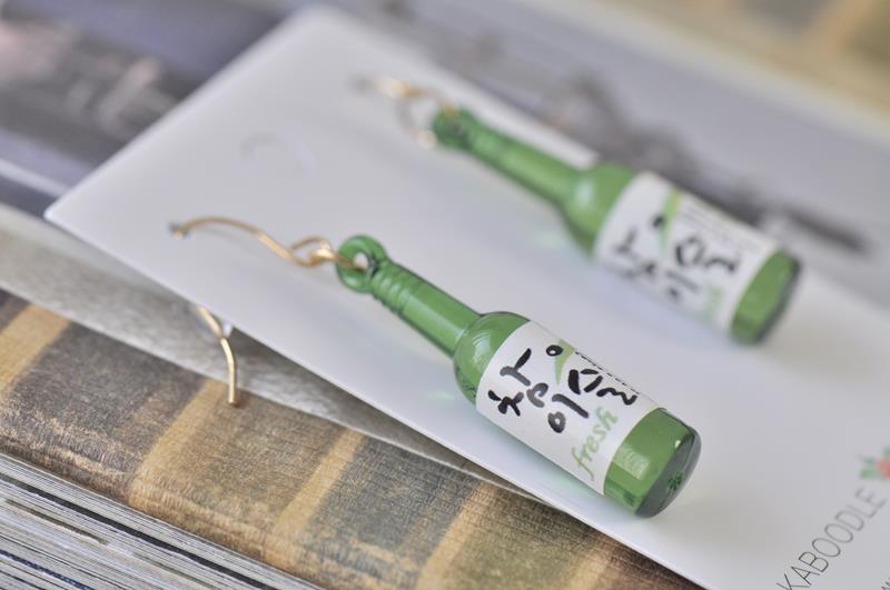 Korean Rice Wine Soju Drink alcohol Novelty Fun Drop Dangle Earrings