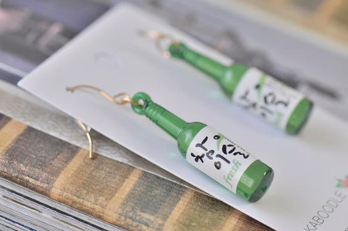 Korean Rice Wine Soju Drink alcohol Novelty Fun Drop Dangle Earrings
