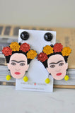 Acrylic Frida Kahlo Roses Drop Dangle Earrings