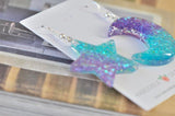 Glitter Star and Moon Dangle Drop Earrings