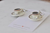 Novelty Fun Coffee Cup Spoon Sugar Resin Stud Earrings