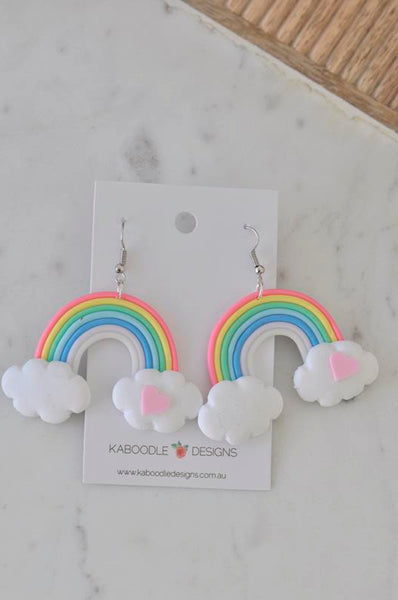 Polymer Clay Rainbow Drop Dangle Earrings