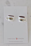 Novelty Fun Central Perk Friends Coffee Cup Resin Stud Earrings