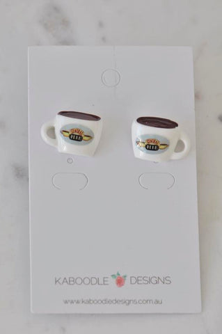 Novelty Fun Central Perk Friends Coffee Cup Resin Stud Earrings