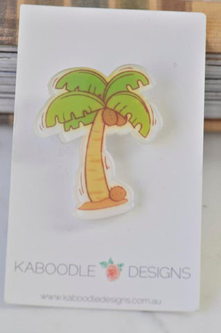 Acrylic Laser Cut Tropical Coconut Palm Tree Pin Brooch