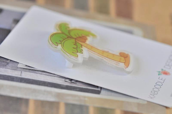 Acrylic Laser Cut Tropical Coconut Palm Tree Pin Brooch