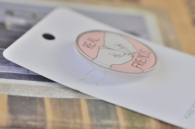 Acrylic Laser Cut Real Friends Fist Pump Pin Brooch