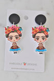 Acrylic Frida Kahlo Drop Dangle Earrings