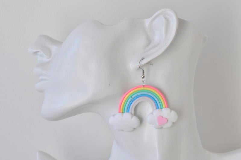 Polymer Clay Rainbow Drop Dangle Earrings