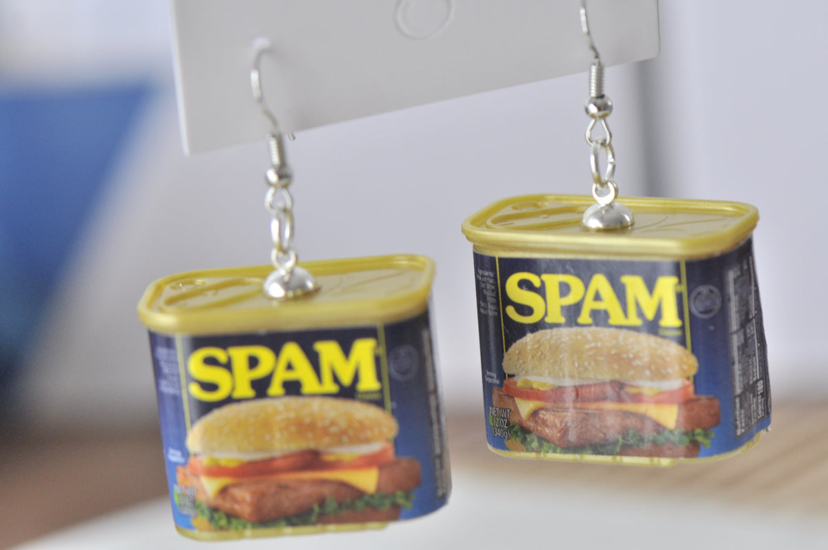 Novelty Fun 3D SPAM Ham Sandwich Drop Dangle Earrings