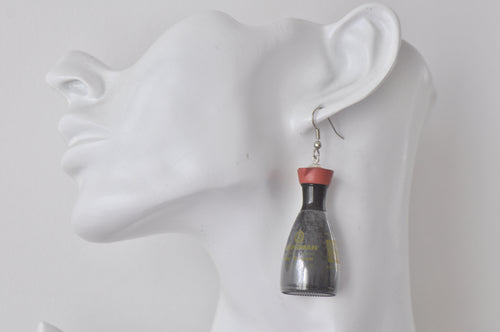 Novelty Fun 3D Kikkoman Soy Sauce Sushi Drop Dangle Earrings
