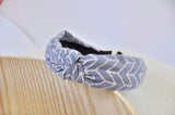 Fabric Knotted Headband - Denim Blue Arrows