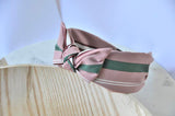 Fabric Bow Headband - Pink Striped Print